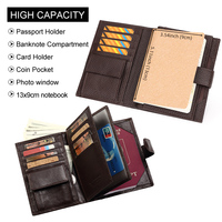 Portefeuille de voyage en cuir véritable personnalisé, anti-RFID, pour cartes de crédit et documents, vente en gros