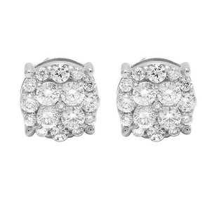 Exclusive <b>Silver</b> Round Cut Cluster Earrings with Lab Grown Diamonds 10K Gold Style Elegant Jewelry for Men Women - Product Image 1