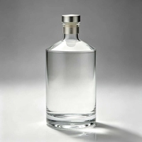 Bouteille à spiritueux vide en verre transparent de 500 ml, conteneur plat de 420 mm de large pour liqueur avec bouchon à vis en métal, impression personnalisée