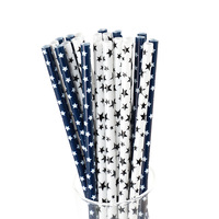 Pailles réutilisables imprimées motif étoile, accessoires de bar en plastique PP écologique avec taille et couleur personnalisables