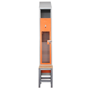 Casiers de rangement en toit incliné avec ventilation en grille d'entrepôt métallique Armoire à chaussures pour athlètes d'extérieur avec banc - Product Image 4