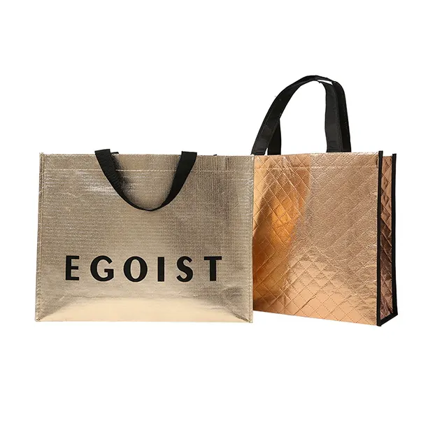 YASEN उच्च गुणवत्ता शानदार किराने की खरीदारी ढोना बैग कस्टम धातु सोने लेजर टुकड़े टुकड़े में कपड़े गैर बुना बैग के लिए पैकिंग