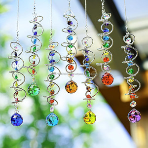 Crystal Ball Spiral Tail Suncatchers for Windows Hanging Gazing Ball Spiral Tail <b>Wind</b> <b>Spinners</b> Garden Indoor Home Decoration - Product Image 2