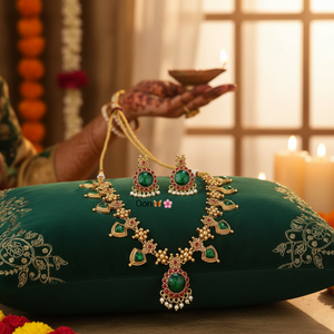 PADMAWATI <b>BANGLES</b> Women's Ethnic Gold Plated Alloy Necklace & Earrings <b>Set</b> with Antique Finish - Product Image 2