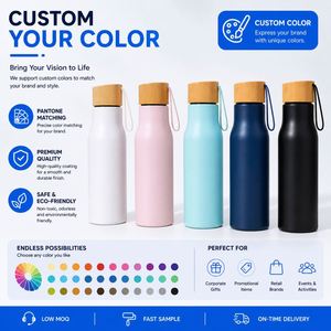 Bouteille d'eau en acier inoxydable de 500 ml avec couvercle en bambou, gobelet sport promotionnel à paroi simple de 17 oz avec logo personnalisé - Product Image 6