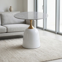 Table basse moderne et simple pour salon d'hôtel ou chambre à coucher, en pierre frittée, avec plateau rond, table d'appoint