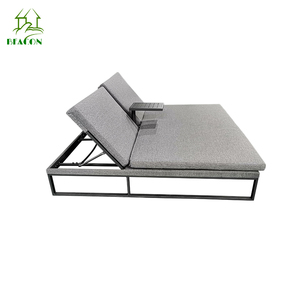 VillaLeisure Facilities Home Beach Chaises longues Hotel Outdoor Aluminium Frame Two Seat Double Sun Bed for Poolside - Product Image 4