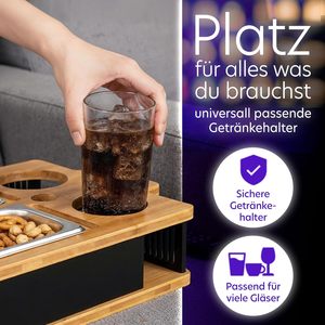 Plateau de canapé lumineux avec 2 bols en acier inoxydable, support pour téléphone portable et boissons - Product Image 6