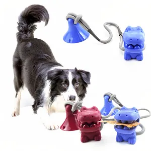 Interactive Stimulating Enrichment Food Dispensing Dog Chew Toy Durable TPR Tug Of War Rope Suction Cup Dog Toys