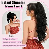 Extension de queue de cheval à pince, longue, ondulée, noire, pour femmes, synthétique naturelle et volumineuse, 26 pouces, postiche pour usage quotidien