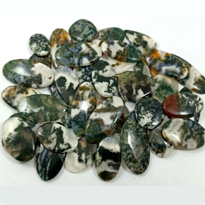 Natural Green Moss Agate Cabochon Flatback Mix Shapes Wholesale Lot for Jewelry Making - Product Image 1