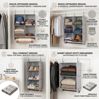 Organizador de Ropa para Apartamento, Armario Colgante, Ganchos para Zapatos y Bolsos, Diseño Plegable Multifuncional para Sala de Estar