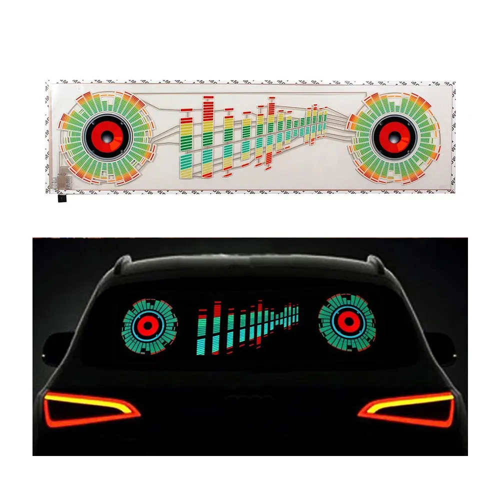 Multi-size Car Sticker Music Rhythm Led Flash Light Lamp Car Rear Windshield Decorative Light Sound Activated Equalizer 12v