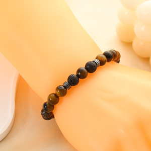 8MM di agata nera occhio di tigre pietra vulcanica con perline bracciale all'ingrosso <span class=keywords><strong>classici</strong></span> braccialetti di perline elasticizzati fatti a mano - Product Image 3