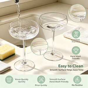 Copas de Cristal Personalizadas Reutilizables Hechas a Mano, Clásicas, Transparentes, Retro, de Lujo Francés para Cócteles, Bodas y Fiestas - Product Image 1