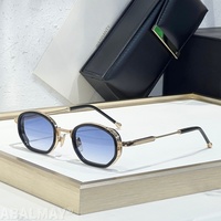 JD MATT 47-26-145 Lunettes de soleil de haute qualité pour hommes et femmes, lunettes de soleil de créateur, style punk classique, luxe, acétate, titane, UV400, avec boîte