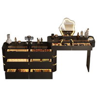 Ensemble de coiffeuse moderne de luxe léger avec miroir éclairé et rangement pour hôtel, appartement, salon