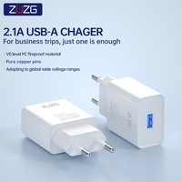 Adaptateur de voyage universel ZUZG avec logo personnalisé, 5V2A, puissance de sortie 10W, chargeur de téléphone portable QC3.0, prise EU, certifié CE FCC