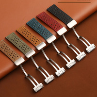 Bestseller Leder armband mit magnetischer Klapp schnalle Hochwertiges atmungsaktives Leder armband/22mm nach Maß