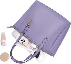 Bolso de Hombro de Lujo Personalizado con Logotipo, Clásico, para Mujer, en Piel Sintética Morada, con Cierre de Cremallera, Impermeable, de Gran Capacidad - Product Image 4