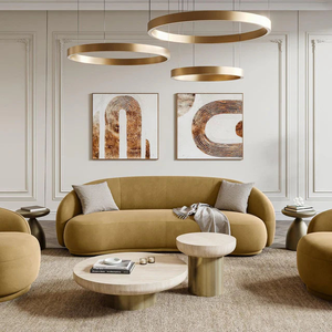 <span class=keywords><strong>Canapé</strong></span> sectionnel incurvé moderne VOXHOME Nordic pour salon, chambre à coucher, meubles en tissu <span class=keywords><strong>velours</strong></span>, <span class=keywords><strong>canapé</strong></span> brun 3 places - Product Image 1