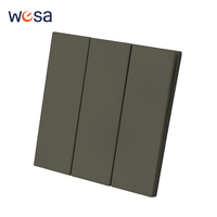 Interrupteurs muraux WESA ultra-minces EU 3 gangs 1 voie, interrupteurs de lumière de luxe modernes à bouton-poussoir