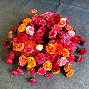 SMOOTH A06-078 Red with Orange Wedding Flowers Centerpiece Floral Wreath Decoration Flowers Plants Event Decor - Product Image 1