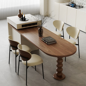 Meubles de Maison en Bois Massif pour Dîner Restaurant Île à Manger Cuisine Table en Bois <span class=keywords><strong>Nordic</strong></span> Sintered Stone Top Table Kitchen Island - Product Image 3