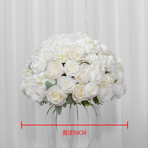 Centre de table de mariage Décoration de table Pivoine en soie blanche Boule de fleurs rose Arrangement de centre de table blanc et vert Fleurs pour mariage - Product Image 6