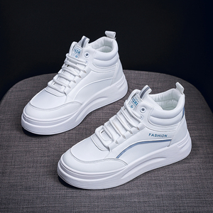Zapatillas de <span class=keywords><strong>plataforma</strong></span> con suela gruesa de moda para <span class=keywords><strong>mujer</strong></span>, estilo casual, deportivas, de <span class=keywords><strong>tenis</strong></span>, blancas, de caña alta. - Product Image 1