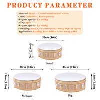 Présentoirs à gâteaux faits main pour desserts, supports de mariage plaqués or 10, 12, 14 pouces, en cristal, pour gâteaux hauts