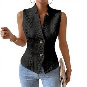 Vêtements pour femmes Ohsisa, printemps-automne 2025, nouveau <span class=keywords><strong>gilet</strong></span> <span class=keywords><strong>sans</strong></span> manches, veste polyvalente, veste décontractée, <span class=keywords><strong>gilet</strong></span> à boutons - Product Image 2