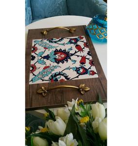 Elegante bandeja de servicio de MDF tradicional hecha a mano, forma rectangular con revestimiento de esmalte impermeable, perfecta para aperitivos de café - Product Image 3