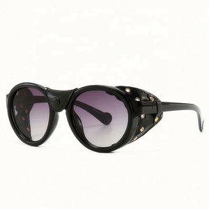 แว่นกันแดดวินเทจทรงกลมเล็ก UV400 สไตล์สตีมพังก์สำหรับผู้ชาย พร้อมโลโก้สั่งทำ ขายดี - Product Image 5