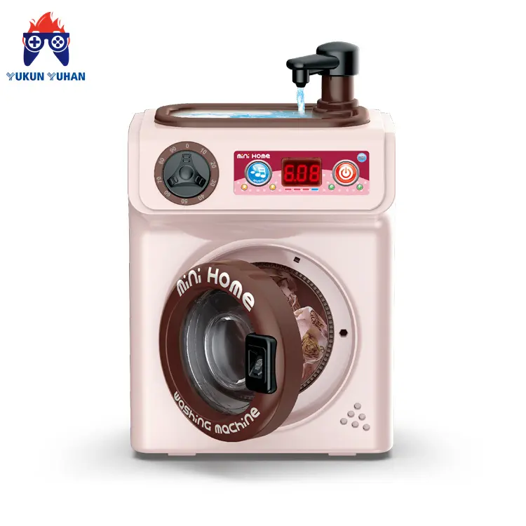 New Innovative Product Children Pretend Play House Mini Washing Machine Toy With Rotating Laundry Light