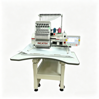 Machine à broder informatisée à tête unique 15 couleurs, 1200 tr/min, changement automatique de couleur pour broderie 3D en relief sur casquettes et uniformes, usage domestique