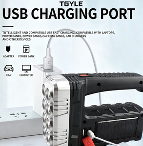 Lampe torche solaire LED, <span class=keywords><strong>petite</strong></span>, portable, d'urgence, rechargeable, économie d'énergie, durable, en plastique ABS, 5W, 10000 heures, 00000701-90 - Product Image 4