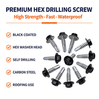 Vis autoperceuse métrique en acier au carbone à tête hexagonale à bride, plaquée zinc noir, avec rondelle EPDM, vis de toiture Tek pour tôle métallique