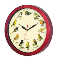12 Zoll Rustikale Quarz-Vogelgesang-Musikalische Plastik-Wanduhr mit Zeigeranzeige und Vogelgeräusch-Alarm