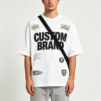T-shirt blanc à imprimé graphique surdimensionné personnalisé, manches courtes, streetwear pour homme