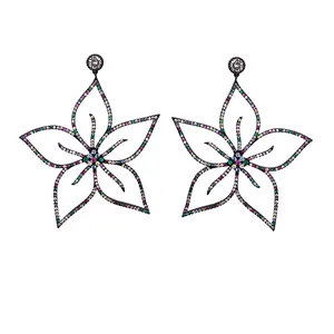 European and American Women's Full Diamond Hollow Flower Earrings 2022 Popular Cubic Zircon Earings Jewelry Accessories