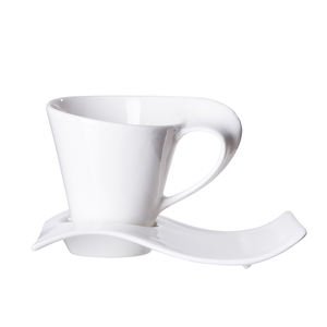 Ensemble <span class=keywords><strong>de</strong></span> <span class=keywords><strong>vaisselle</strong></span> en porcelaine blanche classique élégante <span class=keywords><strong>de</strong></span> forme unique en gros <span class=keywords><strong>pour</strong></span> <span class=keywords><strong>salon</strong></span>, restaurant, hôtel, ensemble <span class=keywords><strong>de</strong></span> tasses à eau et à <span class=keywords><strong>thé</strong></span> en forme <span class=keywords><strong>de</strong></span> vague - Product Image 2