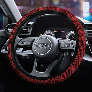 Universal 38cm 15 pulgadas lujo brillo Rhinestone brillante diamante cristal cuero mujeres coche <span class=keywords><strong>volante</strong></span> <span class=keywords><strong>cubre</strong></span> - Product Image 5