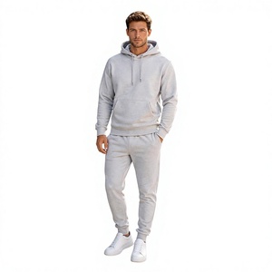 Conjunto Deportivo Cómodo de Felpa para Hombre, Sudadera con Capucha y Pantalones Deportivos con Cintura Elástica para Deportes y Ocio Diarios - Product Image 1