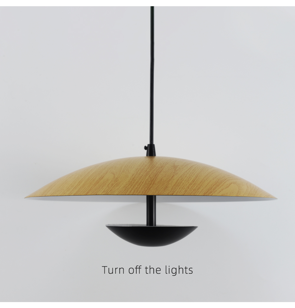 Modern Wood grain iron 12w Ceiling Mounted Pendant Light Round  Led Hanging Lamp For Hotel
