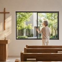 Fenêtres coulissantes verticales sans cadre en PVC et aluminium, résistantes aux impacts et aux ouragans, pour la décoration de la maison