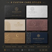 Carte de visite de luxe personnalisée Sunto en papier épais avec bord doré, estampage à chaud en relief profond et dorure 24 carats |   800 g/m² Triple couche BC-15