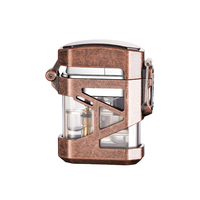 Briquet portable en métal au design mecha avec lumières LED, flamme jet à injection directe, coupe-vent, rechargeable au gaz butane