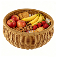 Panier de rangement rond tissé à la main en rotin PP, imperméable, pour fruits, légumes, vêtements, maquillage, pour la maison, la cuisine, le salon