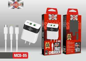 Cargador rápido USB de doble puerto WISDOMUP 2.4A con cable para tableta MCD-05V - Product Image 3